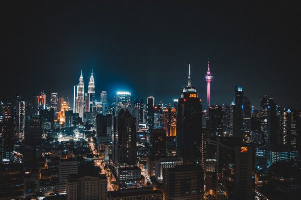 Photo of High Rise Buildings at Nighttime